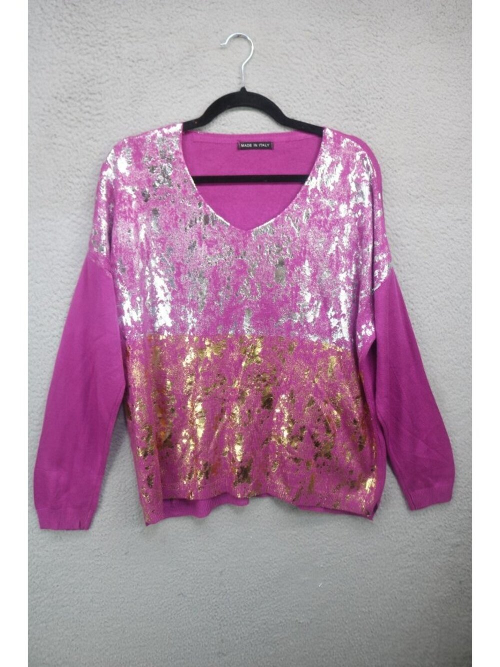 Made in Italy Purple and Metallics Sweater-Size Large-Soft-Designer